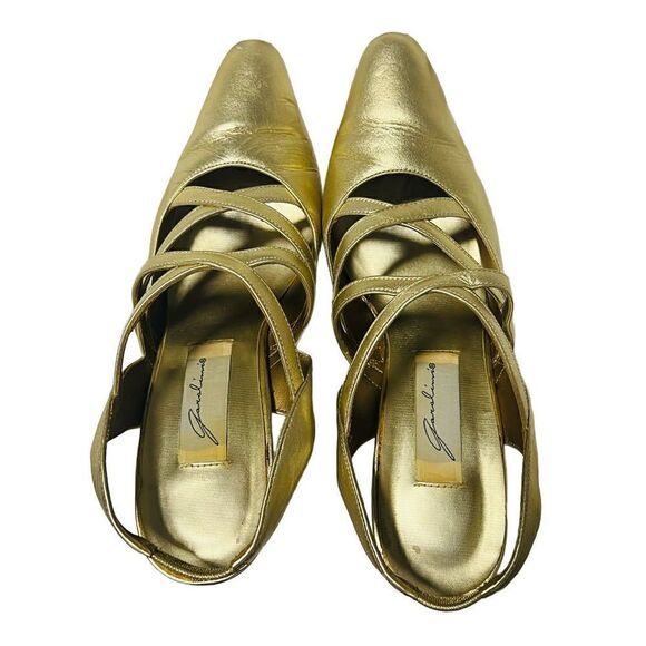 Garolini Vintage Gold Strappy Heels Size 7M Deadstock Antique 50s 60s 70s - Picture 4 of 5